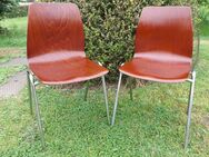 Paar Stapelstühle 1960/70er Jahre. Chrombeine & Pagholz Sitze - Königswinter