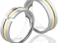 Paarringe aus Edelstahl LUC45 mit Diamant - Aholming