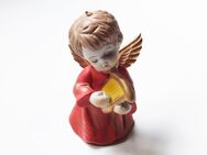 Keramik Weihnachtsengel / Engel m. Harfe „rot/gold“ 8,5cm - Weihnachtsdeko - Andernach