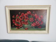 Ölgemälde Stillleben Mohnblumen auf Platte 1936 - Ratingen