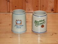 2 Schultheis Bierkrüge Steingut Keramik Steingut 2 x 0,4 L Vintage Schultheis Pils 0,4 L, Schultheis Pilsener 0,4 l - Borken